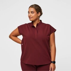 Women's Figs Burgundy Rafaela Oversized Scrub Top